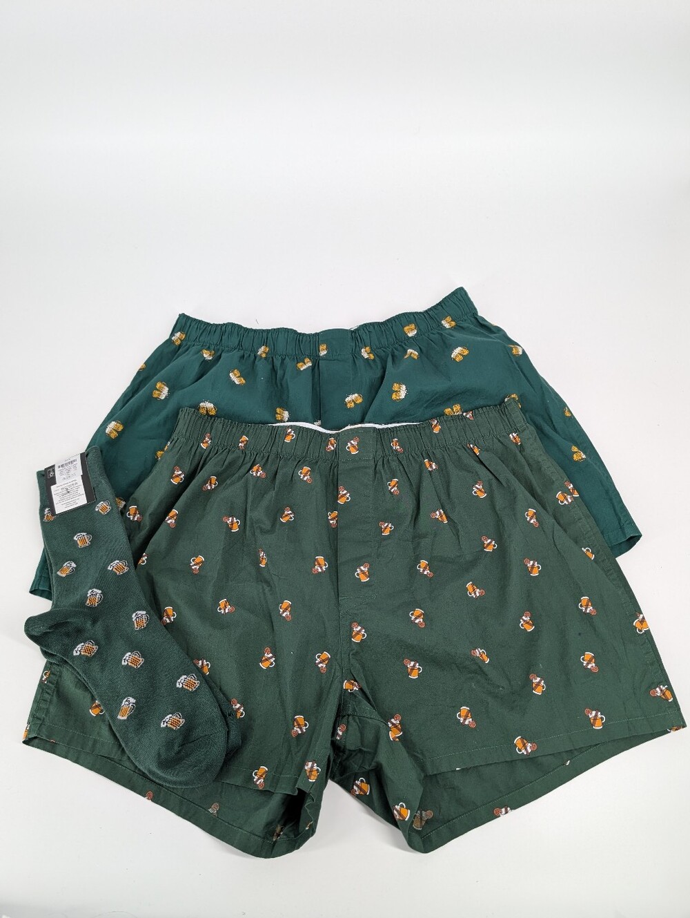 J Crew  Boxer + Socks Bundle Beer Mixed Drink Green $76 Bundle Size L NWOT